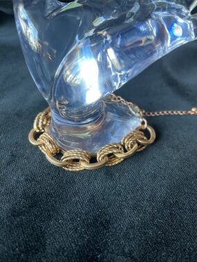 Gold-Tone Interlocking Textured Link and Ring Bracelet - Women Jewelry